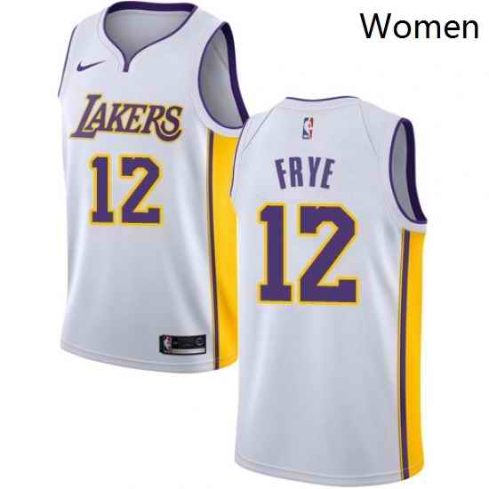 Womens Nike Los Angeles Lakers 12 Channing Frye Authentic White NBA Jersey Association Edition